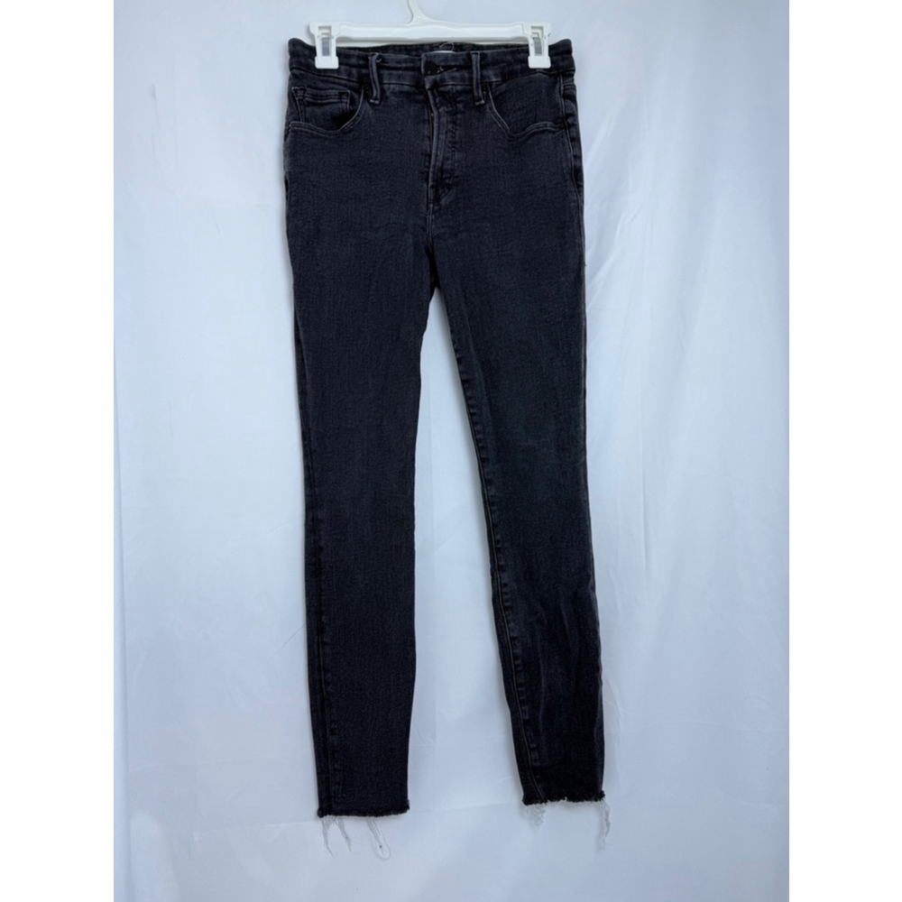 Women's Good‎ American Skinny Jeans Frayed Hem Size 6/28, Black GLRH419T